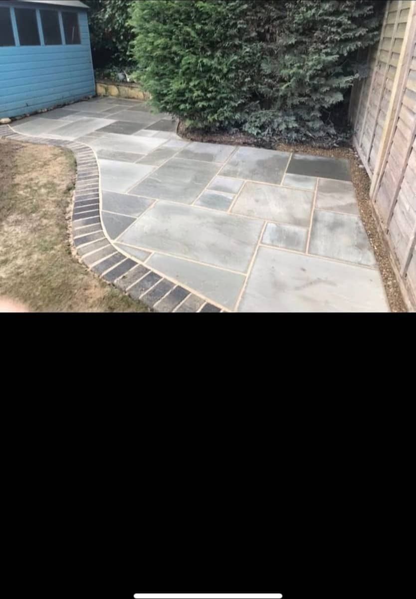 Sandstone Patio with Charcoal Border — Patios & Pathways in Hertfordshire