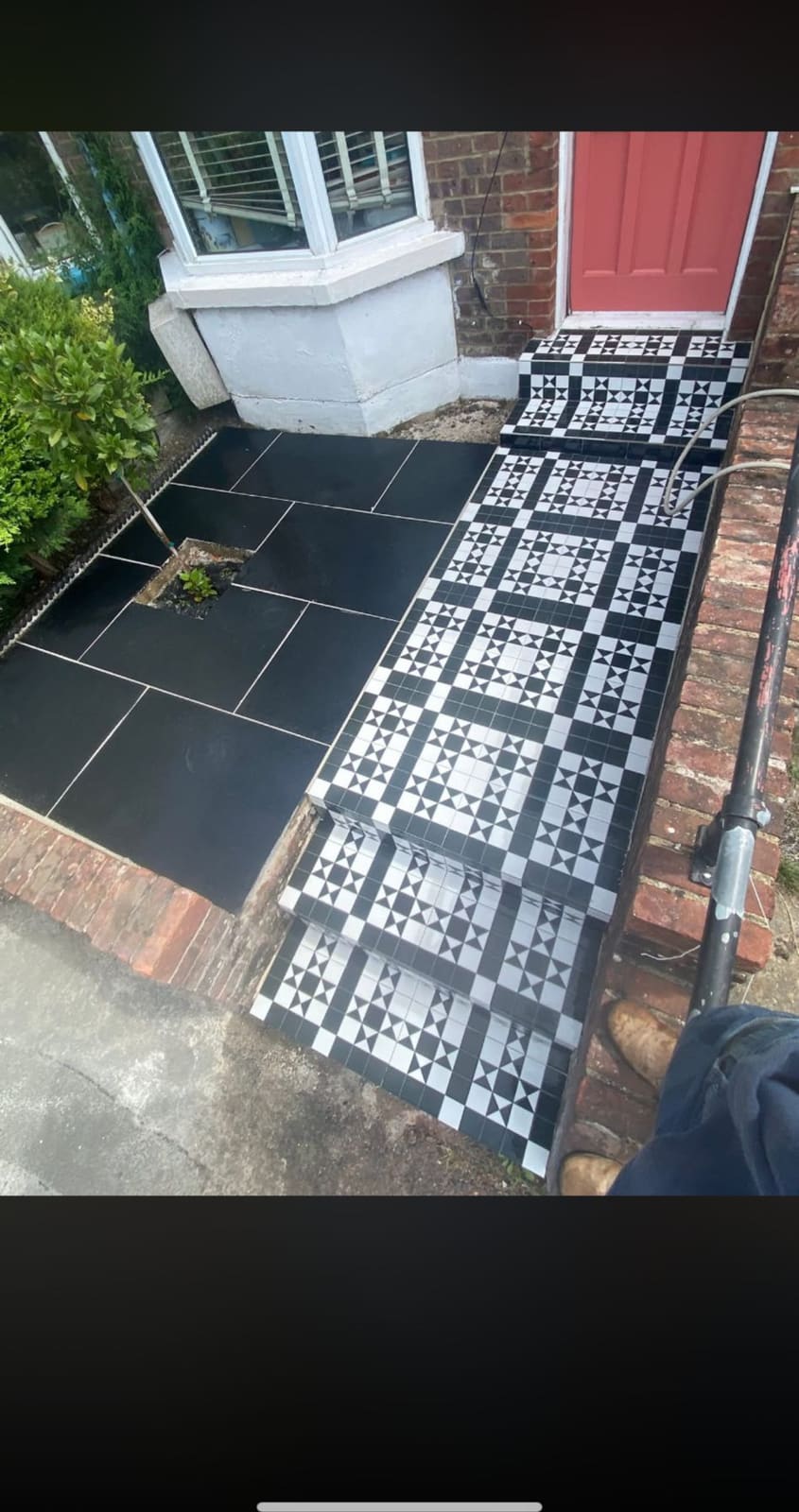Victorian tiled path restored to its former glory on this period front garden. A